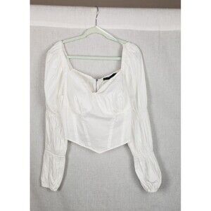 Fashion to Figure Blouse‎ Top L White Milkmaid Corset Style Regencycore Castle